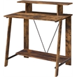 ACME Nypho Wooden Writing Desk with 2 Shelves in Weathered Oak and Black