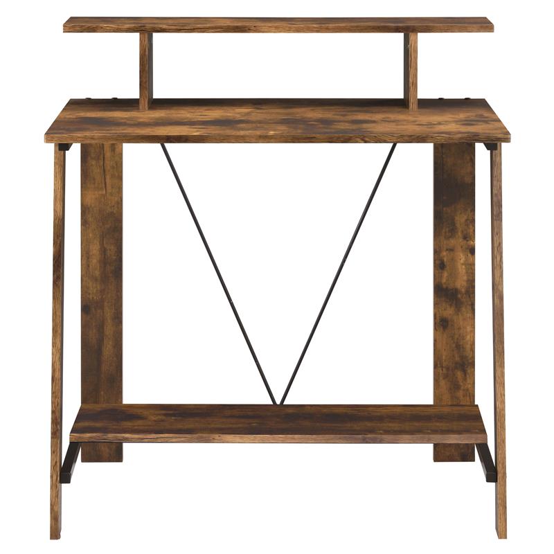 ACME Nypho Wooden Writing Desk with 2 Shelves in Weathered Oak and Black
