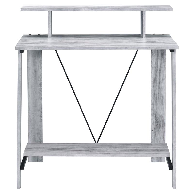 ACME Nypho Wooden 2 Shelves Writing Desk in Antique White and Black