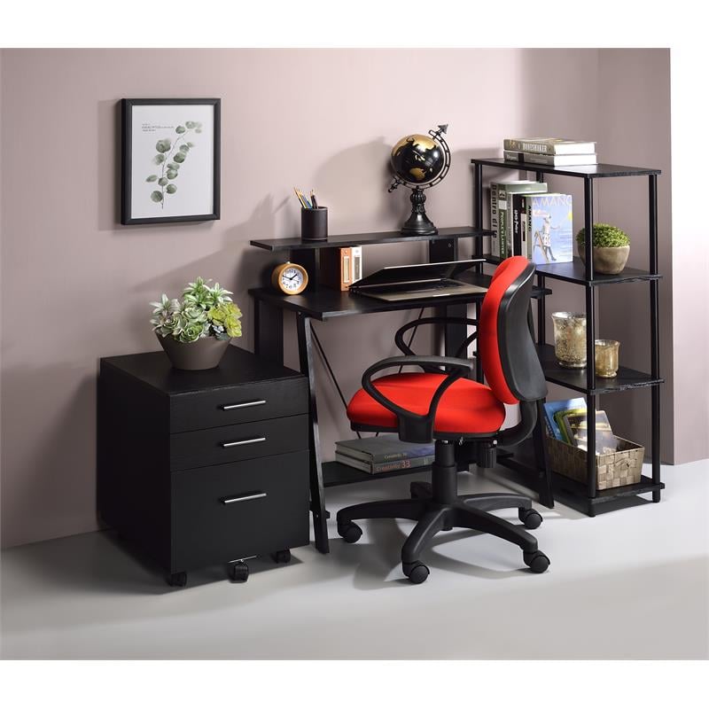 ACME Nypho Wooden 2 Shelves Writing Desk with Metal Frame in Black