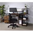 ACME Lyphre Wooden Top Computer Desk in Weathered Oak and Black