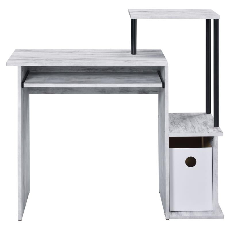 ACME Lyphre Wooden Top Computer Desk in Antique White and Black