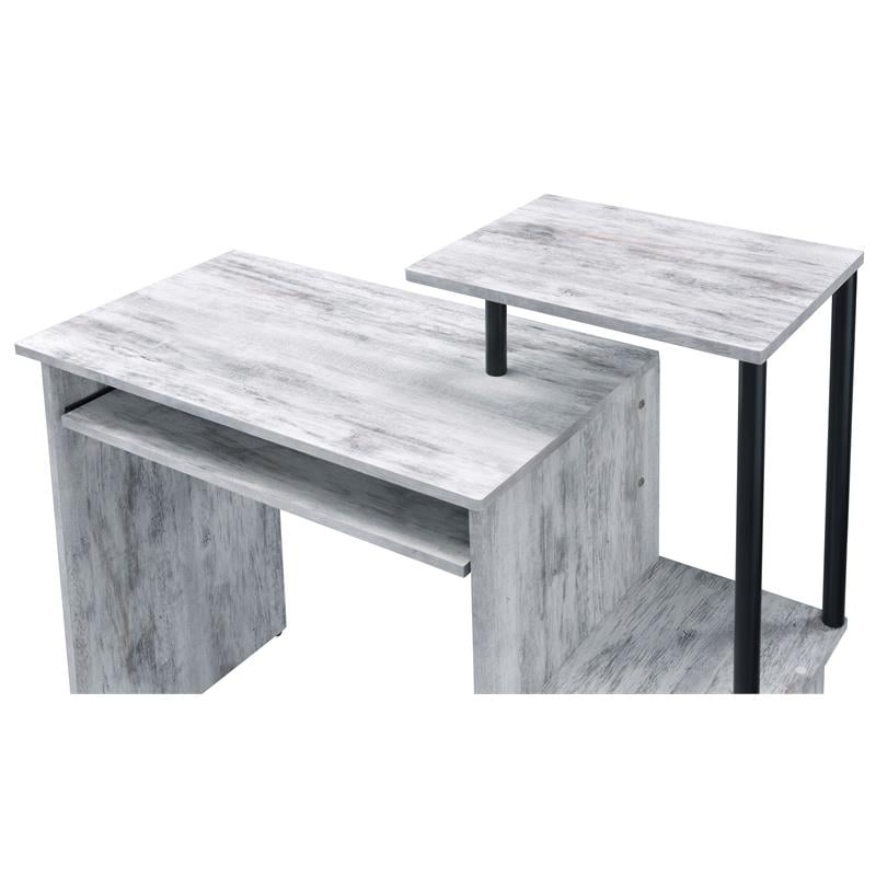 ACME Lyphre Wooden Top Computer Desk in Antique White and Black