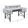 ACME Safea Wooden Storage Computer Desk in Antique White and Black