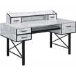 ACME Safea Wooden Storage Computer Desk in Antique White and Black