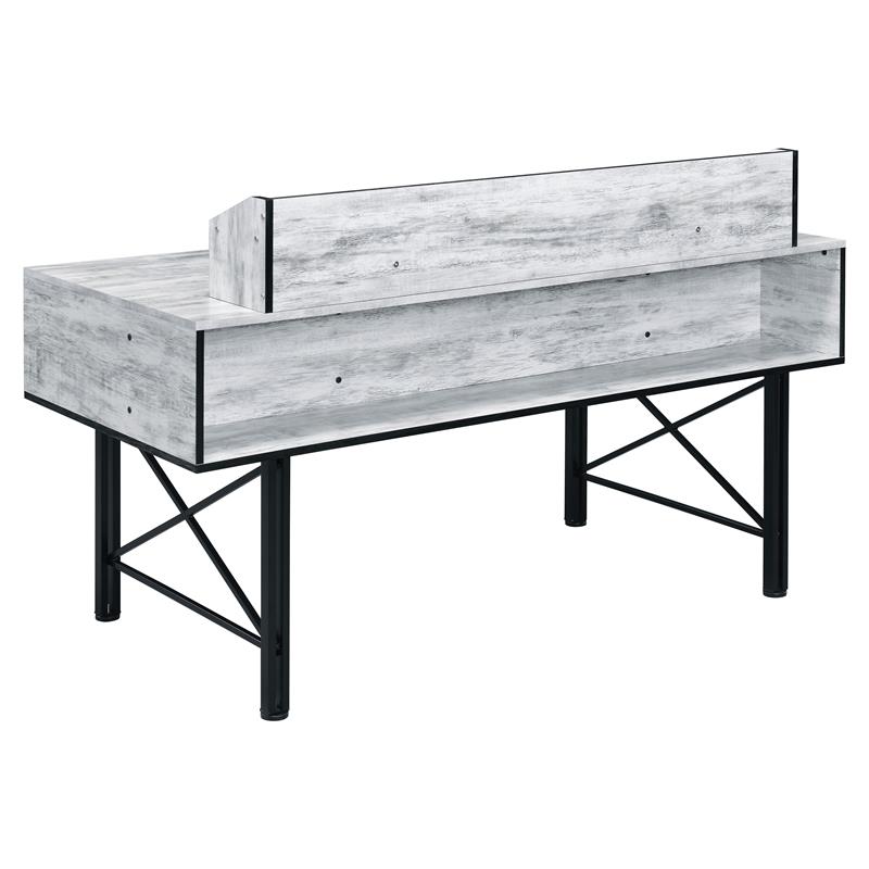 ACME Safea Wooden Storage Computer Desk in Antique White and Black
