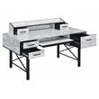 ACME Safea Wooden Storage Computer Desk in Antique White and Black