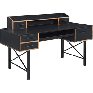 acme safea wooden rectangular 5-drawer computer desk in black