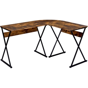 acme zafiri wooden top writing desk in weathered oak and black