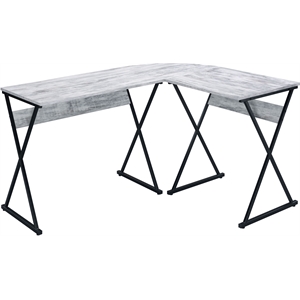 acme zafiri wooden top writing desk in antique white and black