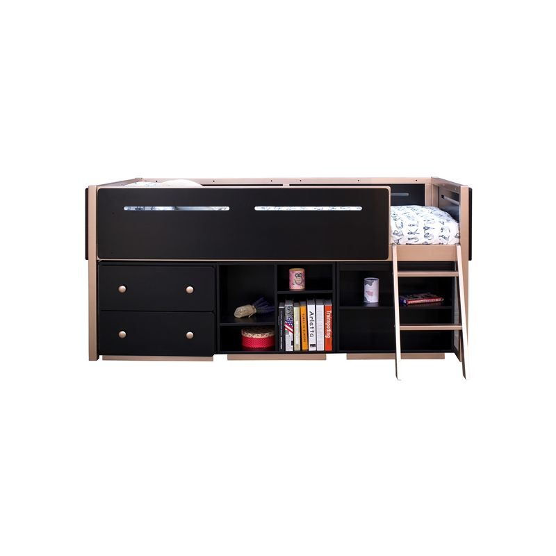 ACME Prescott Cabinet (2 Drawers) in Black and Rose Gold