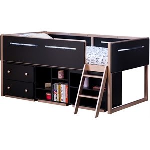 acme prescott cabinet (2 drawers) in black and rose gold