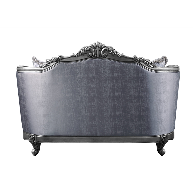 ACME Ariadne Fabric Tufted Loveseat with 3 Pillows in Platinum Gray