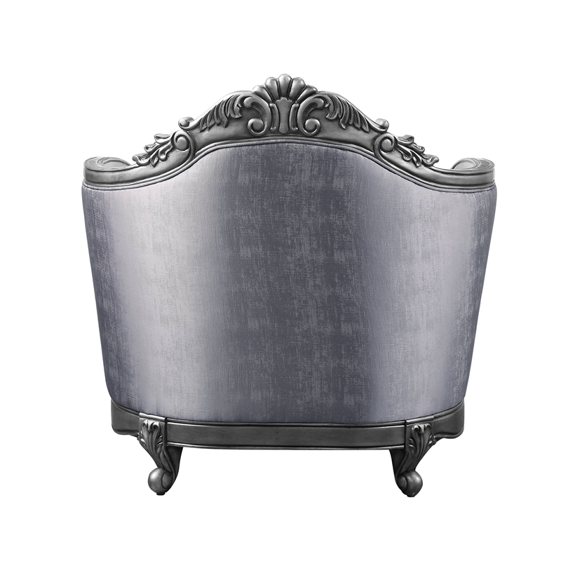 ACME Ariadne Fabric Button Tufted Chair with 1 Pillow in Platinum Gray