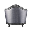 ACME Ariadne Fabric Button Tufted Chair with 1 Pillow in Platinum Gray