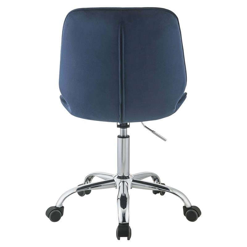 ACME Muata Tufted Velvet Armless Office Chair in Twilight Blue and Chrome