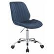 ACME Muata Tufted Velvet Armless Office Chair in Twilight Blue and Chrome