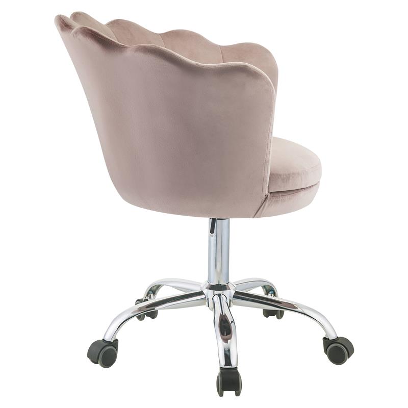 ACME Micco Tufted Velvet Upholstered Office Chair in Rose Quartz and Chrome