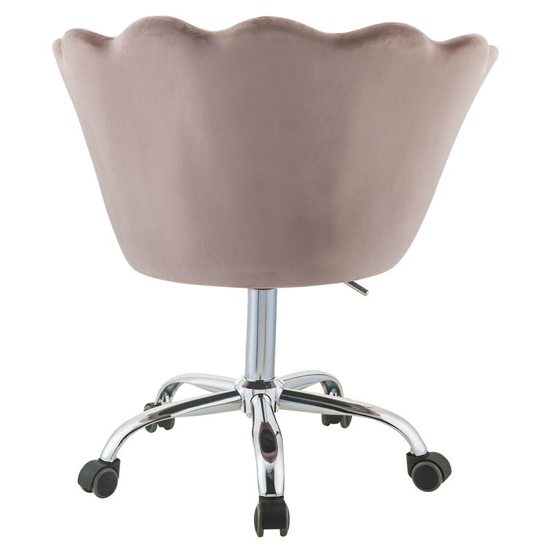 ACME Micco Tufted Velvet Upholstered Office Chair in Rose Quartz and Chrome