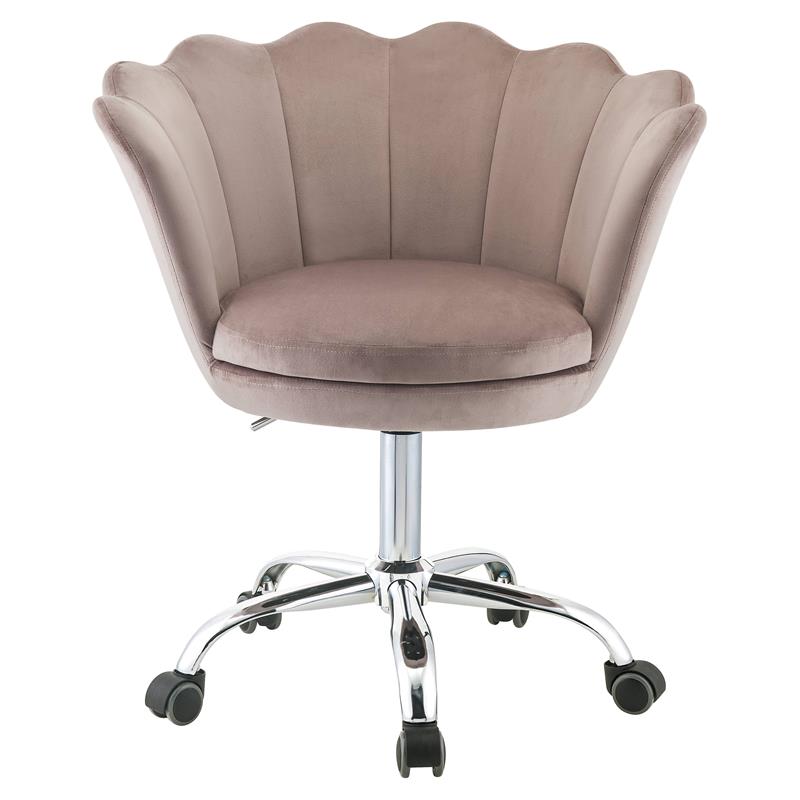ACME Micco Tufted Velvet Upholstered Office Chair in Rose Quartz and Chrome