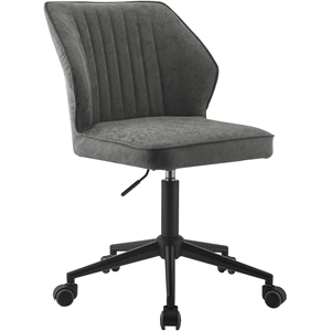 acme pakuna faux leather armless office chair in vintage gray and black