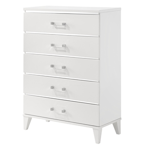 ACME Chelsie Wooden Rectangular Chest with 5 Storage Drawers in White