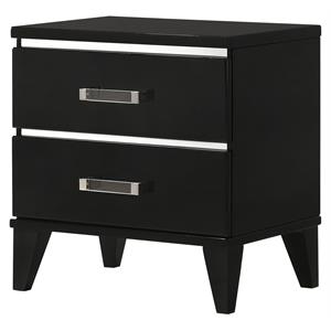 acme chelsie wooden 2-drawer nightstand with acrylic bar handles in black
