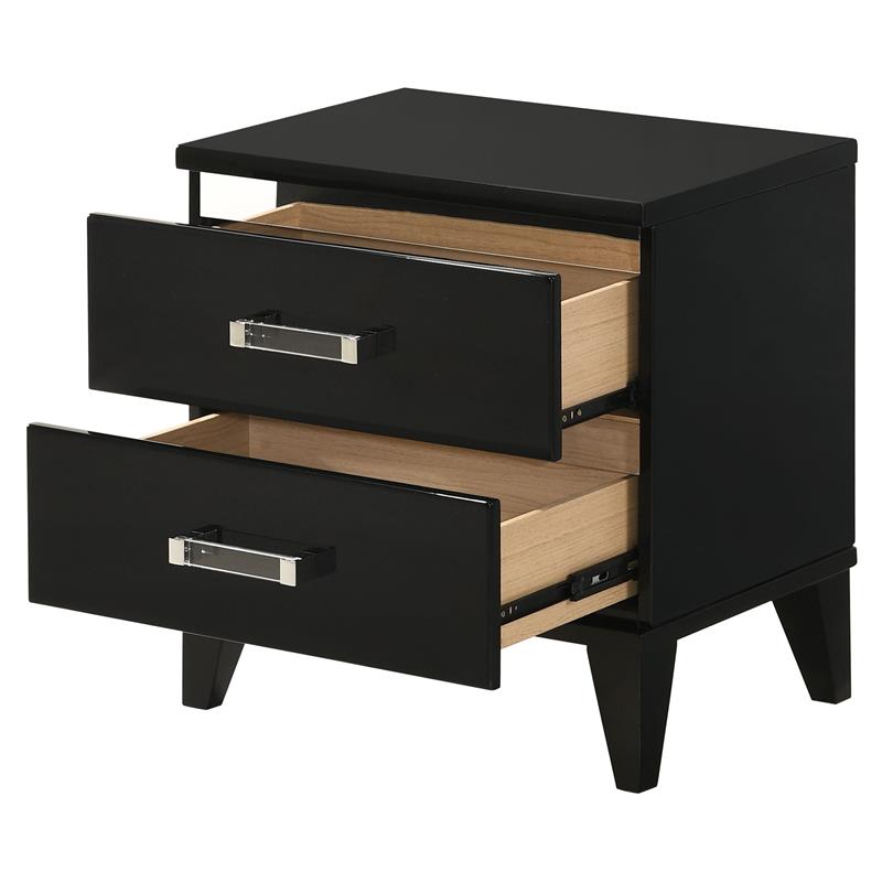 ACME Chelsie Wooden 2-Drawer Nightstand with Acrylic Bar Handles in Black