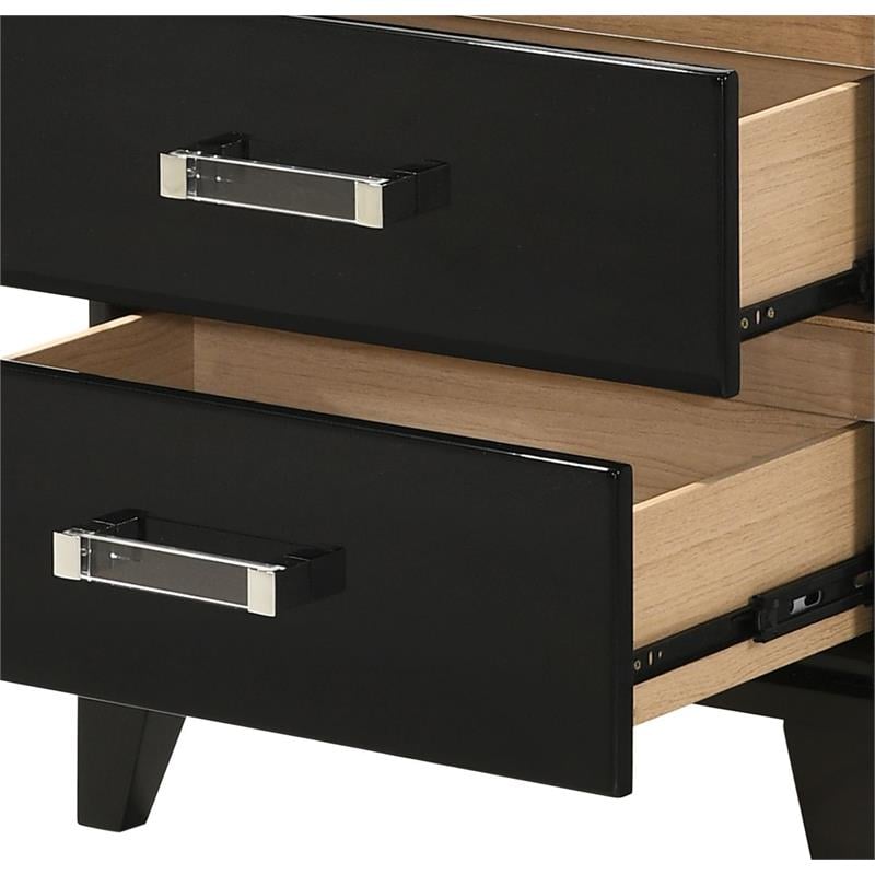 ACME Chelsie Wooden 2-Drawer Nightstand with Acrylic Bar Handles in Black