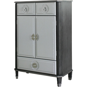 acme house beatrice wooden chest with 2 doors in charcoal and light gray