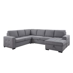 acme nardo storage sleeper sectional sofa in gray fabric