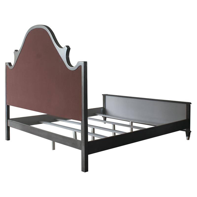 ACME House Beatrice Fabric Eastern King Bed in Charcoal and Light Gray