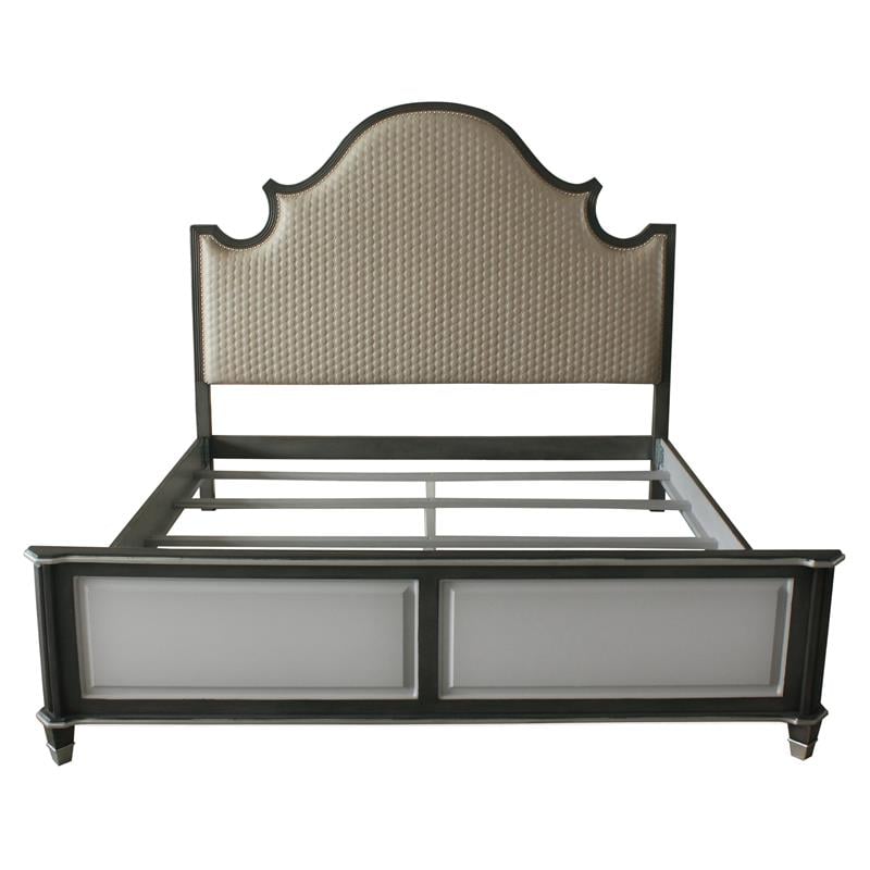 ACME House Beatrice Fabric Eastern King Bed in Charcoal and Light Gray