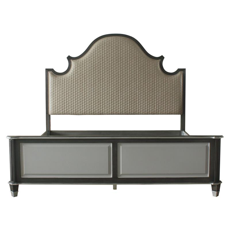 ACME House Beatrice Fabric Eastern King Bed in Charcoal and Light Gray