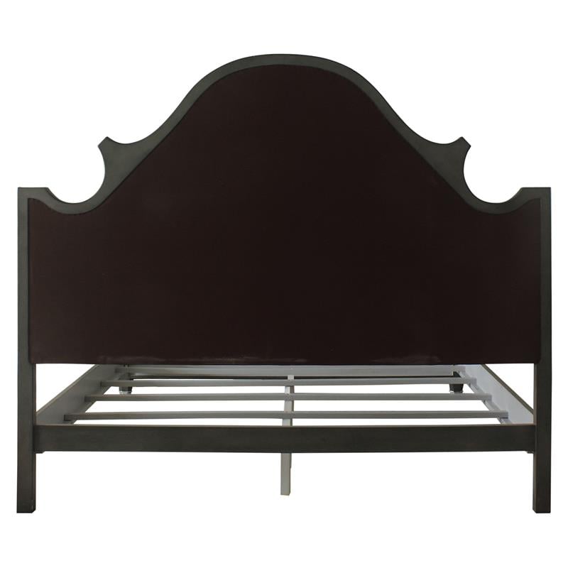 ACME House Beatrice Fabric Eastern King Bed in Charcoal and Light Gray
