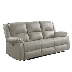 ACME Zuriel Faux Leather Upholstered Power Motion Reclining Sofa in Beige