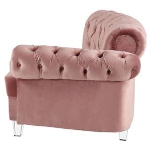 ACME Ninagold 4-Piece Button Tufted Velvet Sectional Sofa in Pink