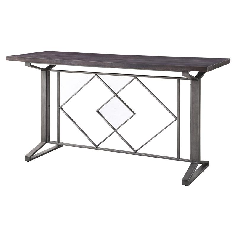 ACME Evangeline Wooden Top Counter Height Table in Salvaged Brown and Black