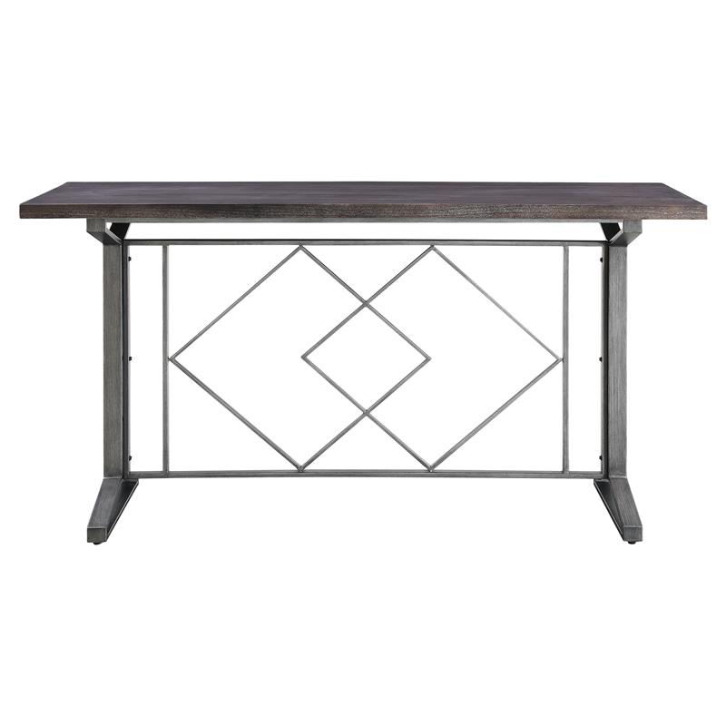 ACME Evangeline Wooden Top Counter Height Table in Salvaged Brown and Black