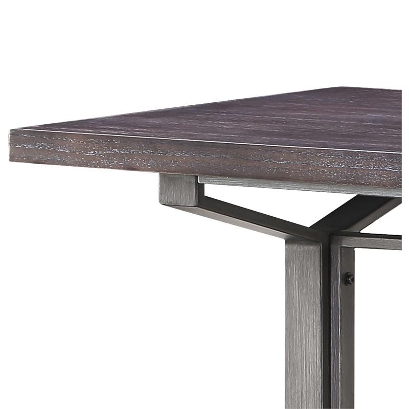 ACME Evangeline Wooden Top Counter Height Table in Salvaged Brown and Black