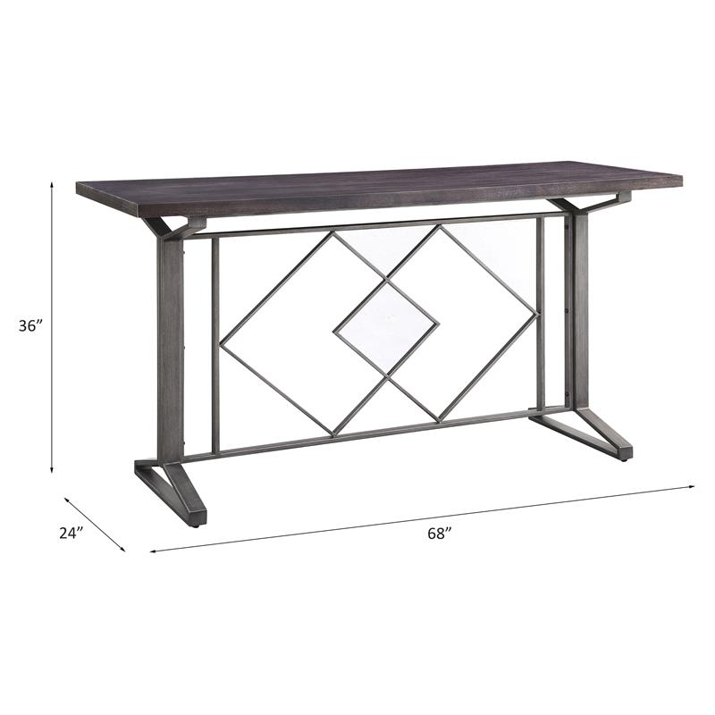 ACME Evangeline Wooden Top Counter Height Table in Salvaged Brown and Black