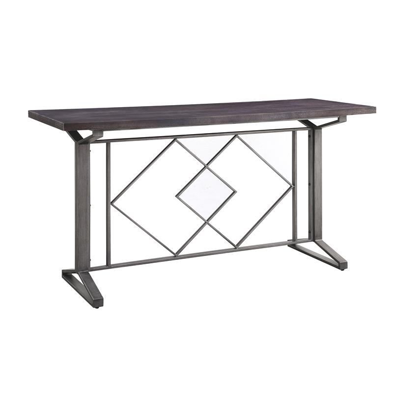 ACME Evangeline Wooden Top Counter Height Table in Salvaged Brown and Black