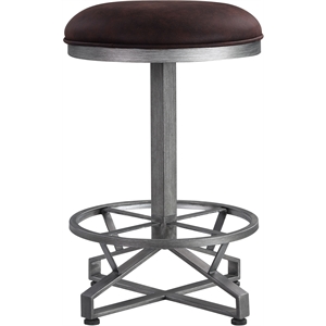 acme evangeline fabric  round counter height stool in rustic brown and black