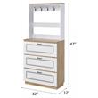 ACME Hewett Wooden Shoe Cabinet with 10 Metal Hooks in Light Oak and White