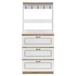 ACME Hewett Wooden Shoe Cabinet with 10 Metal Hooks in Light Oak and White
