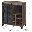ACME Treju Wooden Wine Cabinet with Glass Door in Rustic Oak and Black