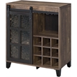 ACME Treju Wooden Wine Cabinet with Glass Door in Rustic Oak and Black