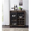 ACME Treju Wooden Wine Cabinet with Glass Door in Rustic Oak and Black