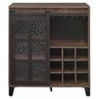 ACME Treju Wooden Wine Cabinet with Glass Door in Rustic Oak and Black