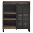 ACME Treju Wooden Wine Cabinet with Glass Door in Rustic Oak and Black